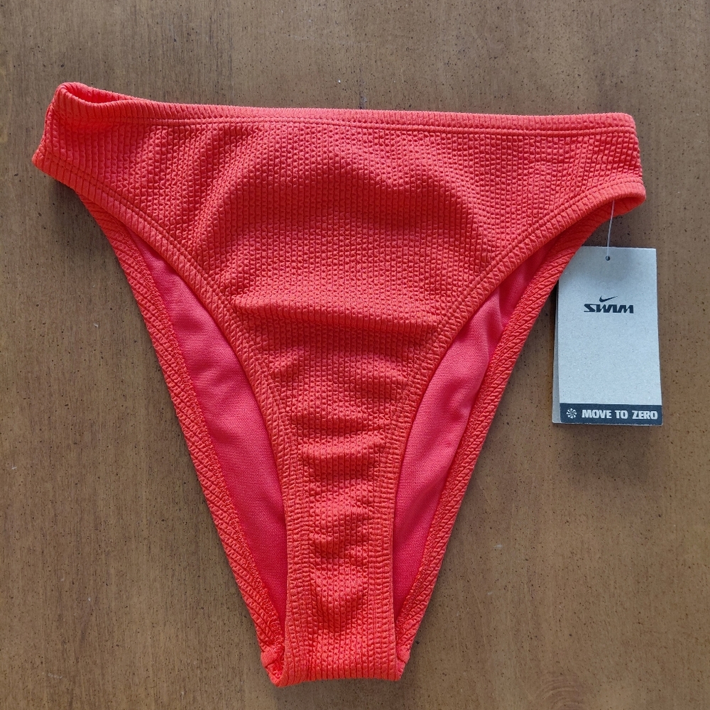 NIKE Swim Red High Leg Sporty Athletic Bikini Bottoms NWT Size Small